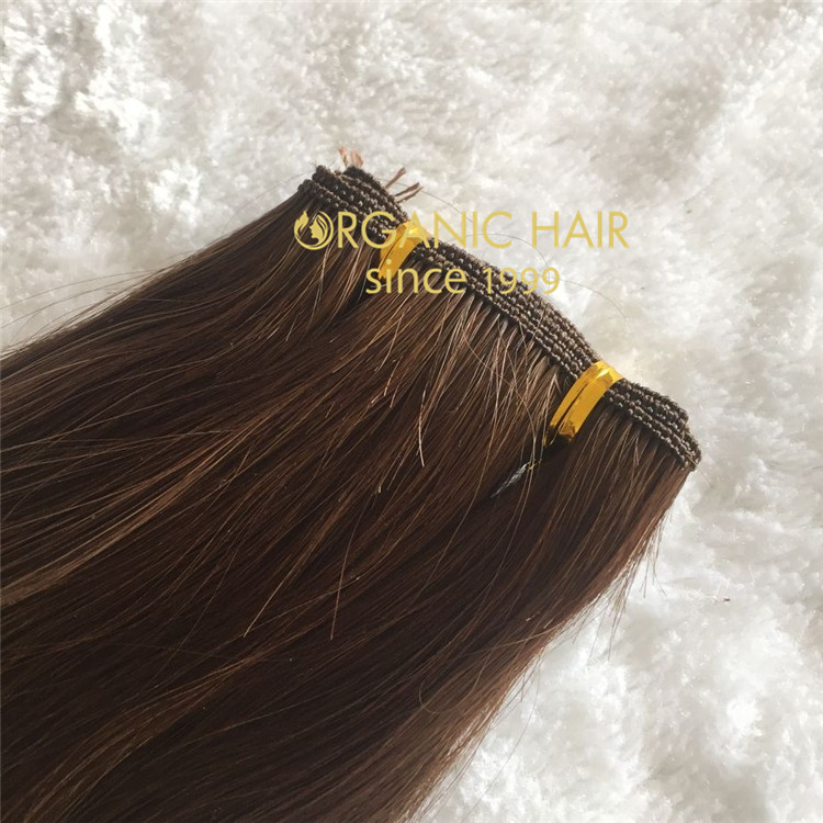 High quality full cuticle hair extensions-- hand tied weft color#6-20 C35